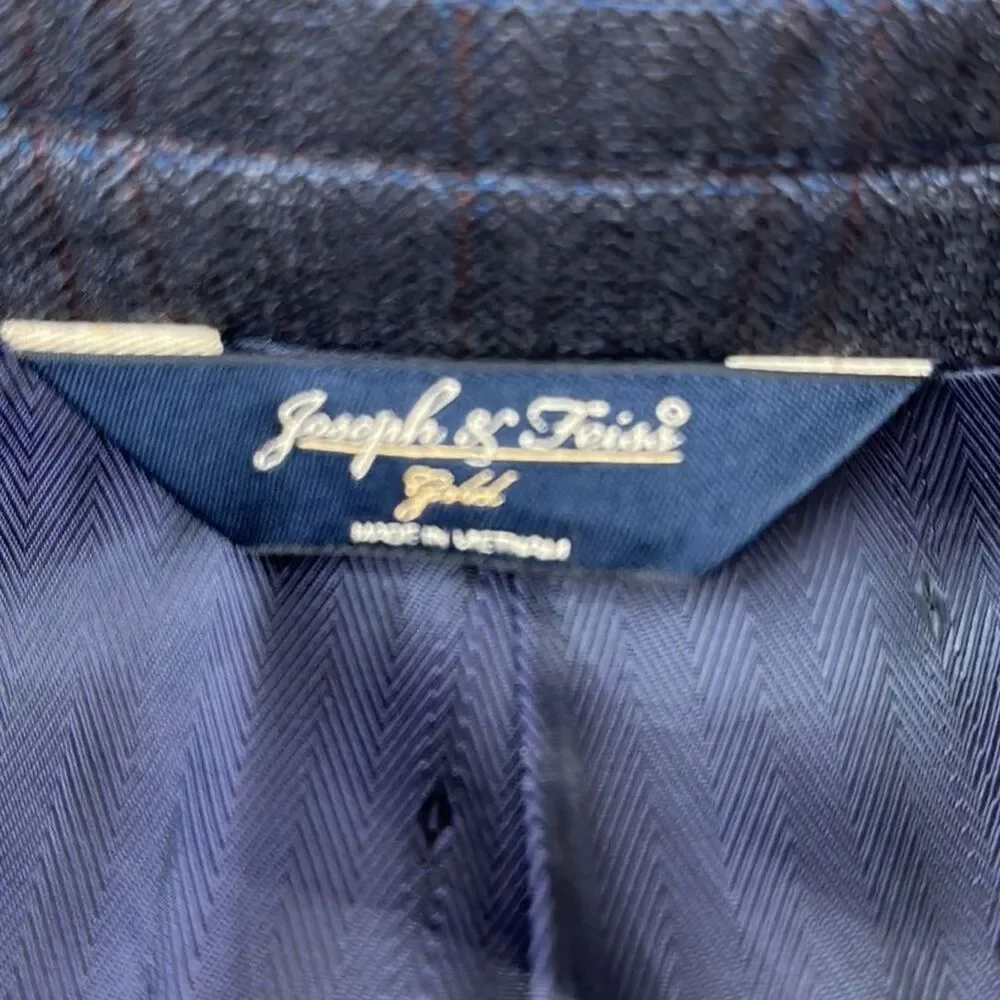 Joseph Feiss, Men’s blazer gray/blue lined elegant size 42 regular 100% wool